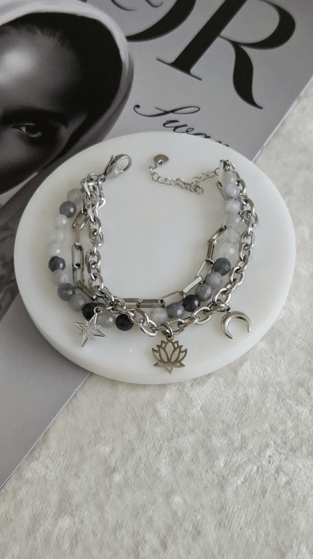 Дымчатая ночь — набор материалов для создания многослойного браслета из дымчатого кварца и цепей (НАБОР-78) купить с доставкой по России | Интернет-магазин Viva Beads