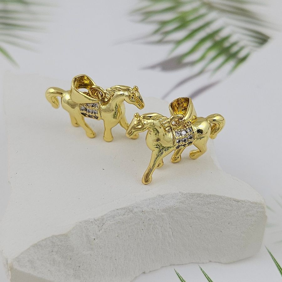 Подвеска Лошадь 14.4x20 мм с фианитами, родиевое покрытие (9988-Р)