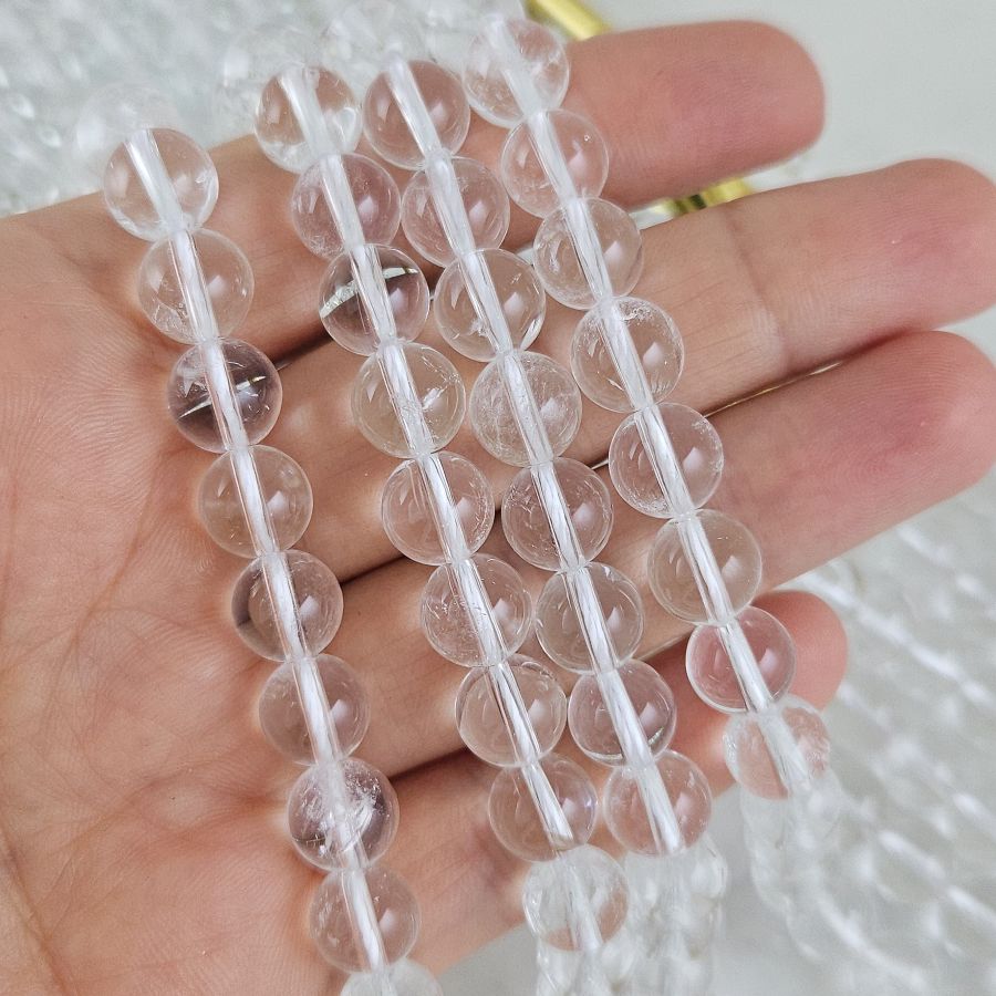 Нить 18 см Горный хрусталь натуральный ок. 8.5 мм, бусины гладкий шар, 5А (7602-8) для бижутерии купить с доставкой по России | Интернет‑магазин Viva Beads
