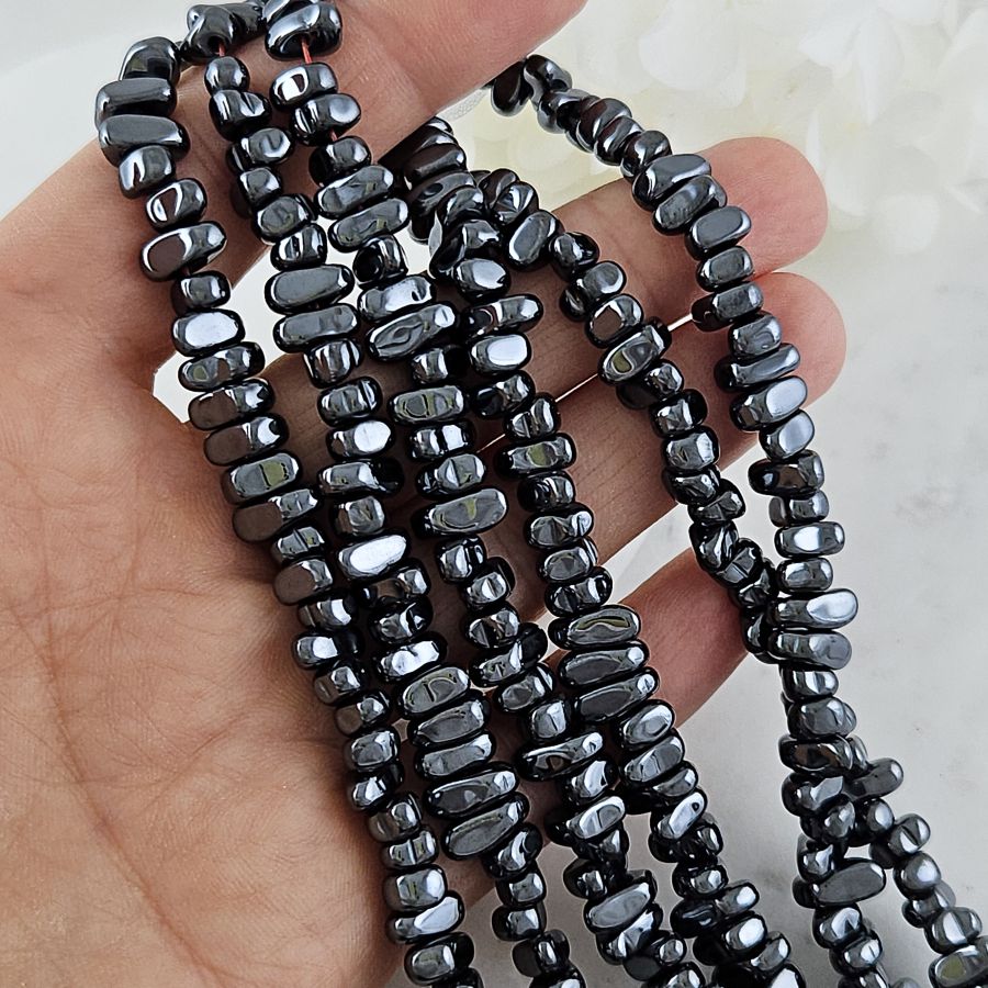 Нить 40 см Гематит, гематин 4-8 мм бусины свободной формы, цвет черный (6791-Ч) для бижутерии купить с доставкой по России | Интернет‑магазин Viva Beads
