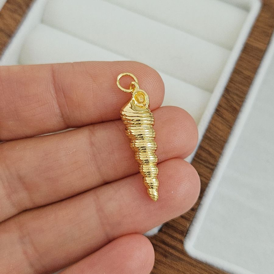 Подвеска кулон Ракушка 26.6x7.4 мм, позолота 14К (10283-З) купить с доставкой по России | Интернет-магазин Viva Beads