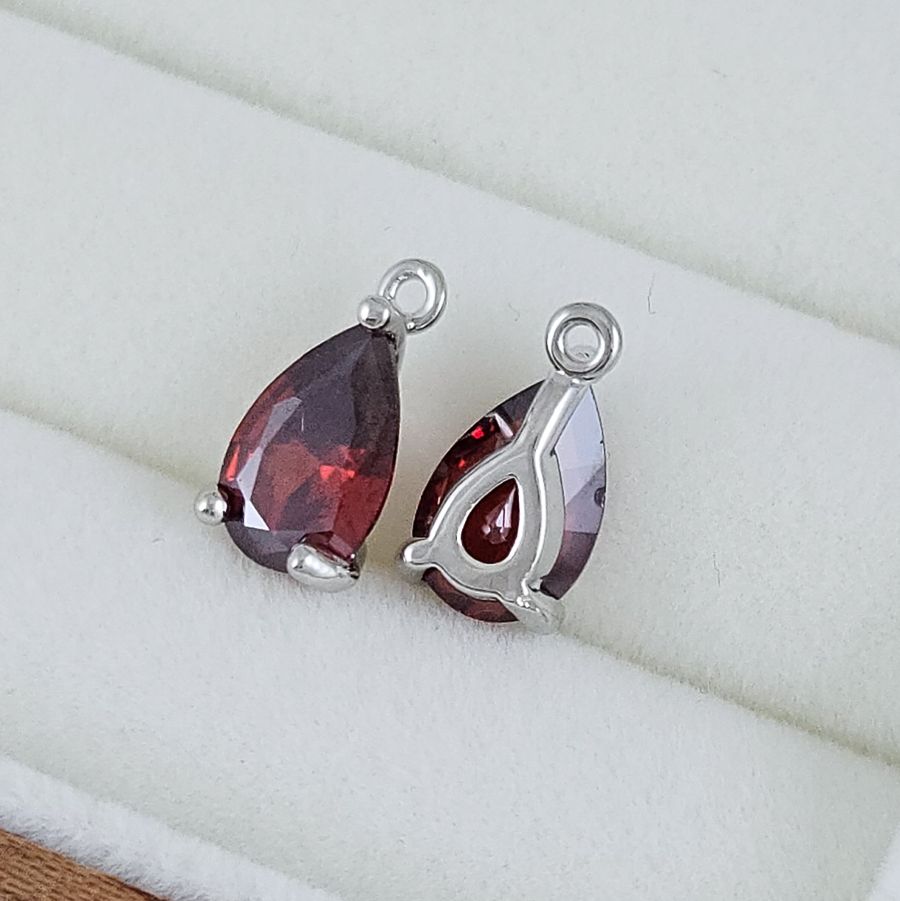 Подвеска Капля 11.6х6.5х4.2 мм с фианитом, бордовый, родиевое покрытие (10224-РБОР) купить с доставкой по России | Интернет-магазин Viva Beads