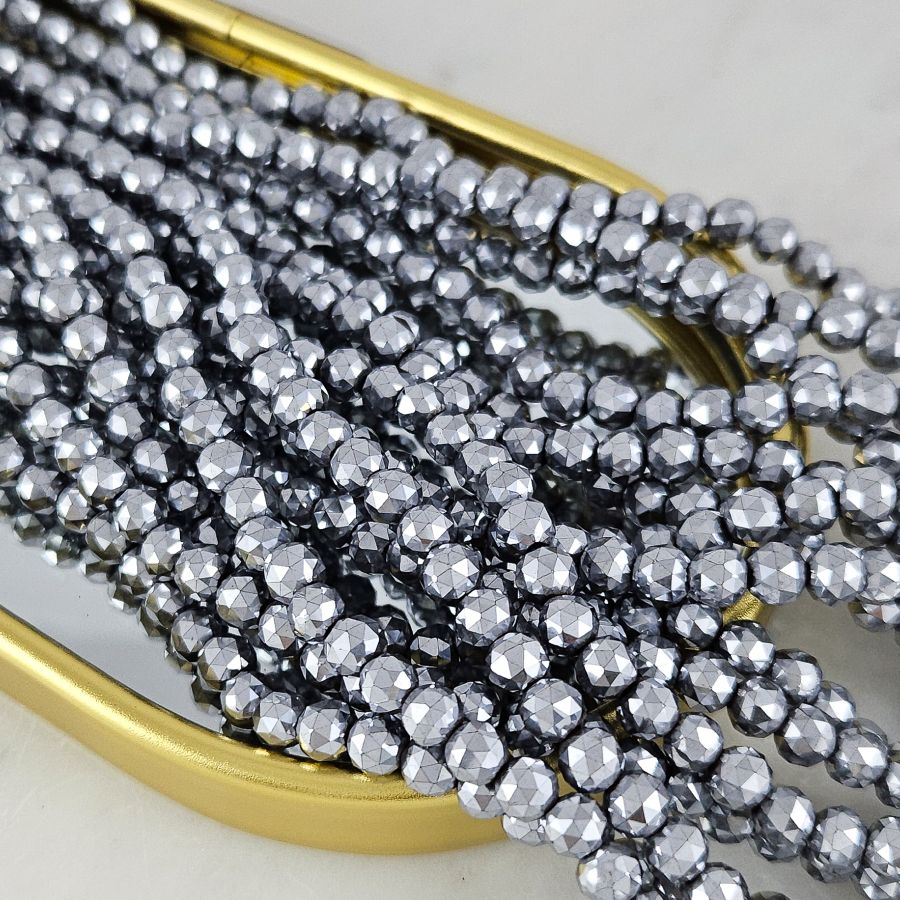 Нить 19 см Гематит, гематин 6 мм бусина ювелирной огранки, цвет платина (9028-6-П) для бижутерии купить с доставкой по России | Интернет‑магазин Viva Beads
