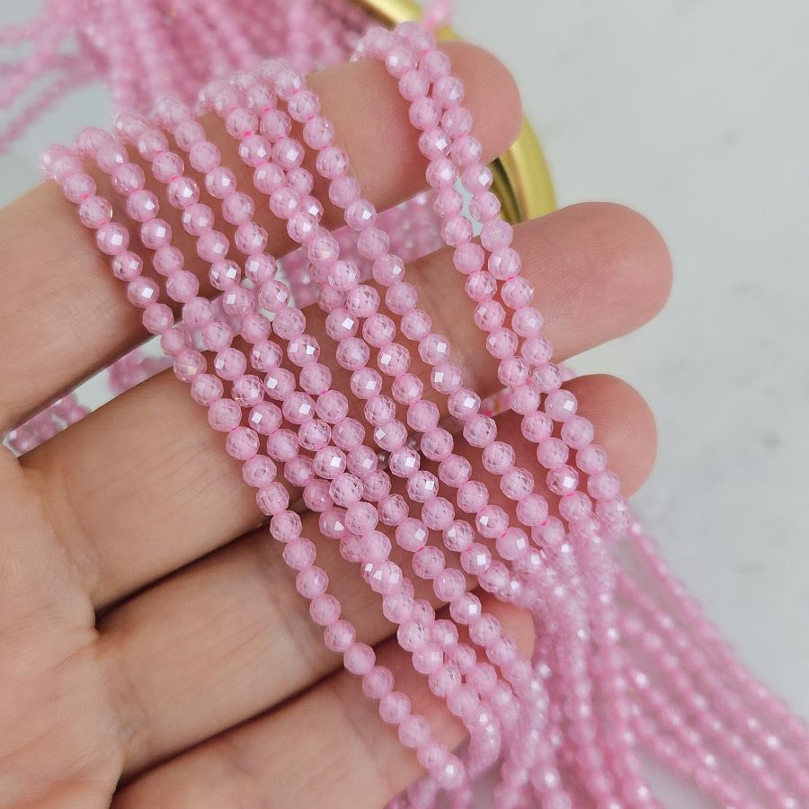 Нить 18 см Фианиты 3 мм граненые бусины, розовый (5472-РОЗ) купить с доставкой по России | Интернет-магазин Viva Beads