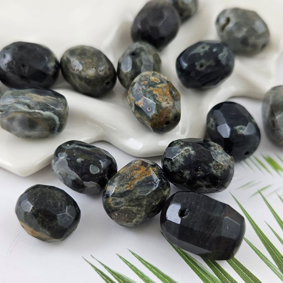 УЦЕНКА 1 шт. Соколиный глаз натуральный ок. 16.6-19х13-15 мм бусины овальные с гранями (1010-УЦ) купить в Воронеже | Заказать в интернет-магазине Viva Beads
