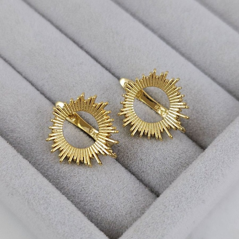 Швензы Солнце с английским замком 17х16 мм, позолота 14К (6663-З) швензы для серег купить с доставкой по России | Интернет-магазин Viva Beads