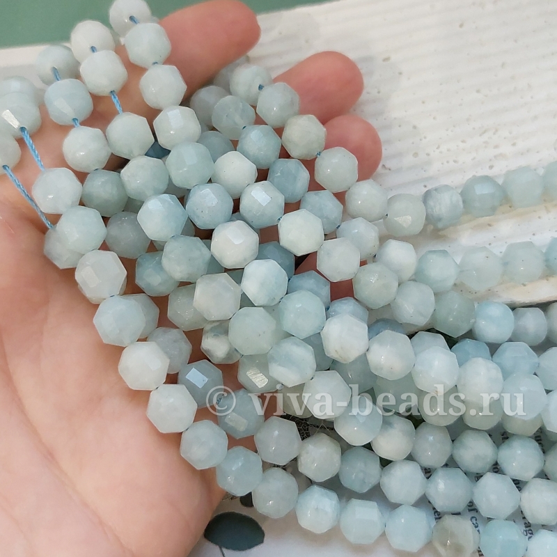 5 шт. Аквамарин натуральный бусина многогранник 8 мм (6949) купить в Воронеже | Заказать в интернет-магазине Viva Beads
