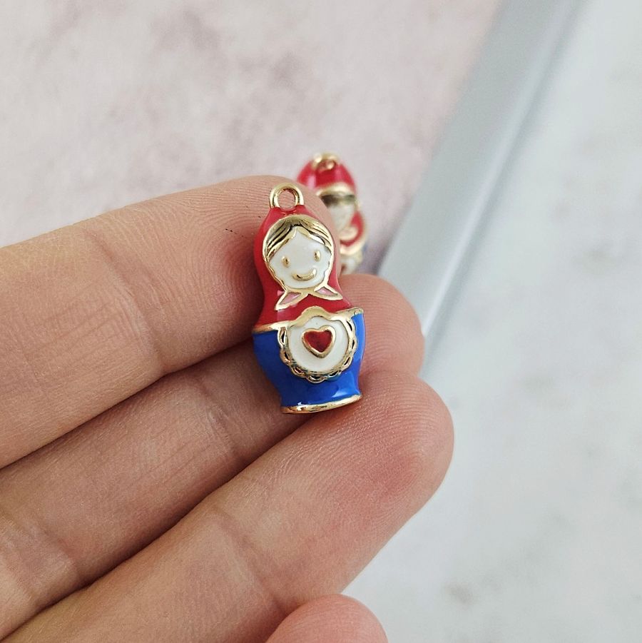 Подвеска Матрешка 20x10 мм с эмалью, позолота 14К (10176-З-ЭМ) купить с доставкой по России | Интернет-магазин Viva Beads