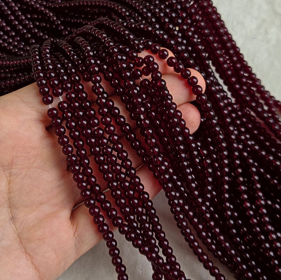 Нить 38 см Бусины стеклянные ок. 4.4 мм, гладкий шар, гранатовый (10257-4) купить с доставкой по России | Интернет-магазин Viva Beads