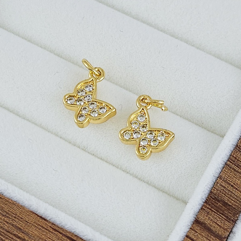 Подвеска Бабочка 12х9.7 мм с фианитами позолота 14К (7507-З) купить с доставкой по России | Интернет-магазин Viva Beads