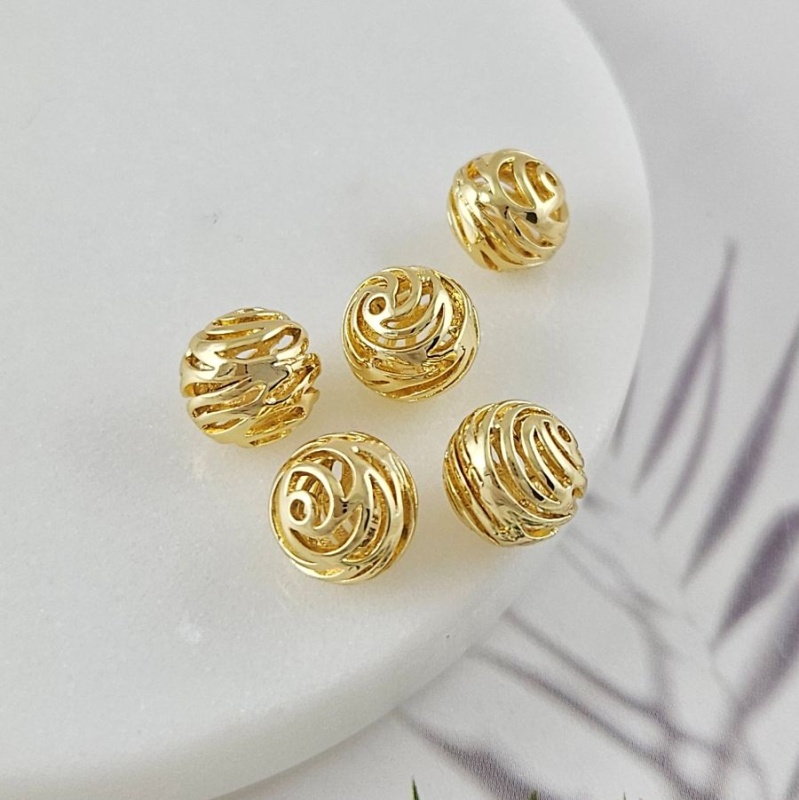 1 шт. Бусина ажурная 9.4х9.7 мм, позолота 14К (10045-З) купить с доставкой по России | Интернет-магазин Viva Beads