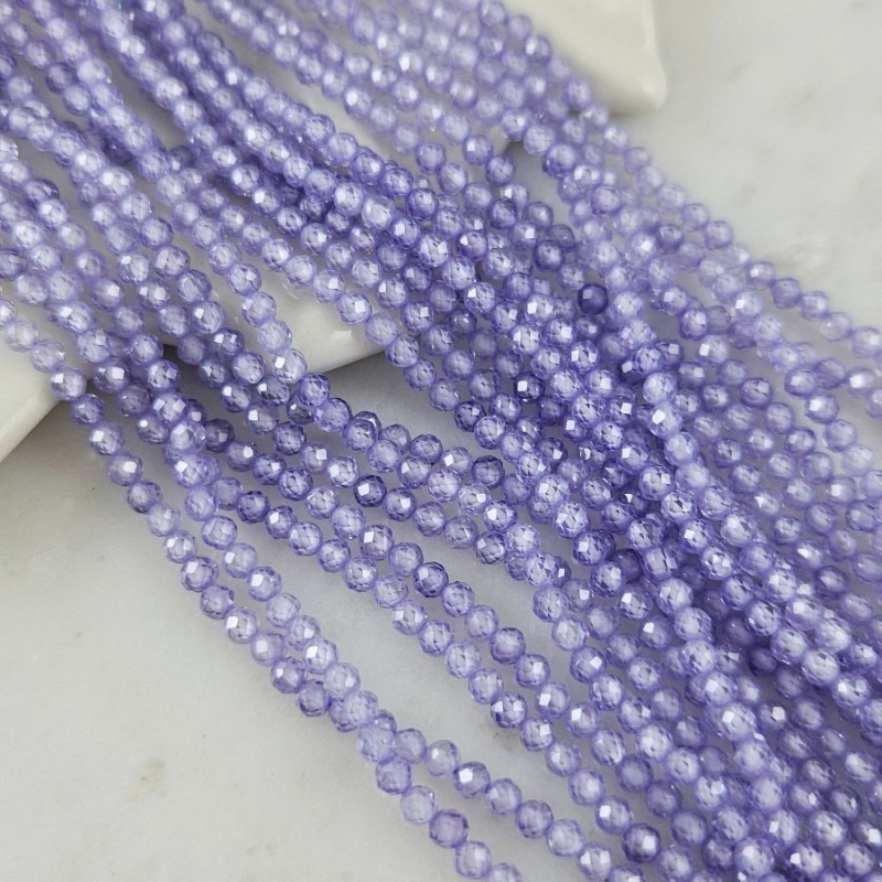 Нить 18 см Фианиты 3 мм круглые граненые бусины, сиреневый (5472-СИР) купить с доставкой по России | Интернет-магазин Viva Beads