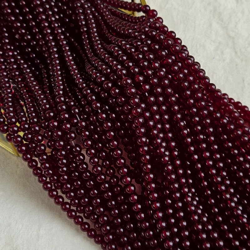 Нить 36 см Бусины стеклянные ок. 6.2 мм, гладкий шар, гранатовый (10257-6) купить с доставкой по России | Интернет-магазин Viva Beads