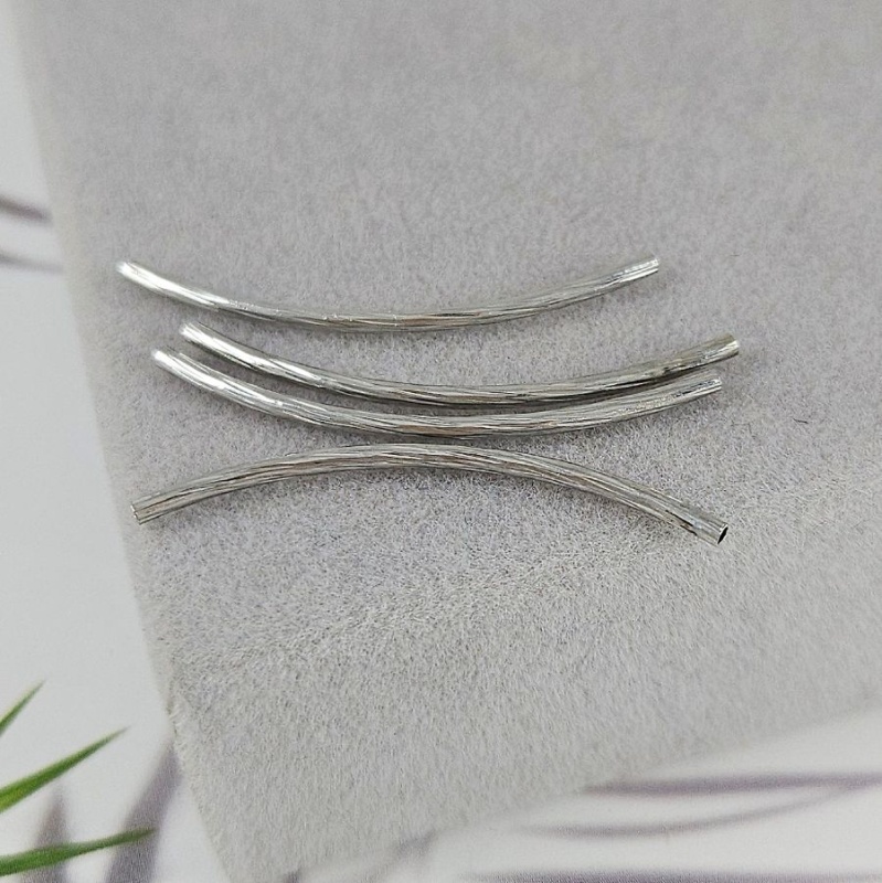 Бусина трубочка 34x1.4 мм, текстурированная, родиевое покрытие (9971-34-Р) купить в Воронеже | Заказать в интернет-магазине Viva Beads
