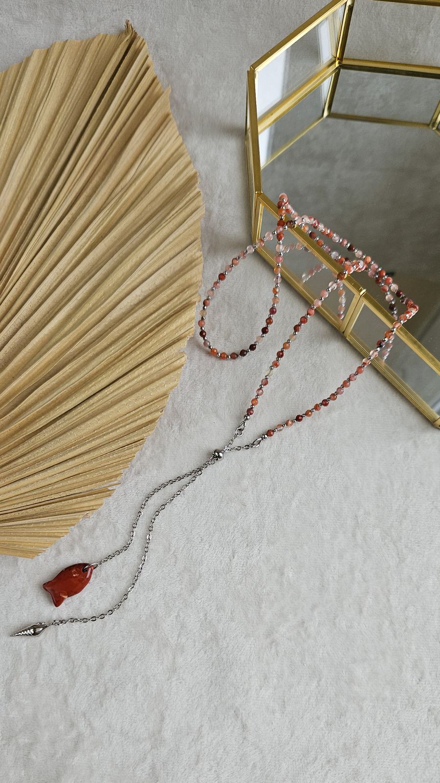 Колье-галстук из агата с подвесками в морском стиле - набор материалов для самостоятельной сборки (НАБОР-86)