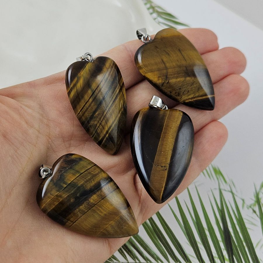 Тигровый глаз подвеска кулон сердце ок. 40х25.5х9 мм (10001-ТГ) купить в Воронеже | Заказать в интернет-магазине Viva Beads
