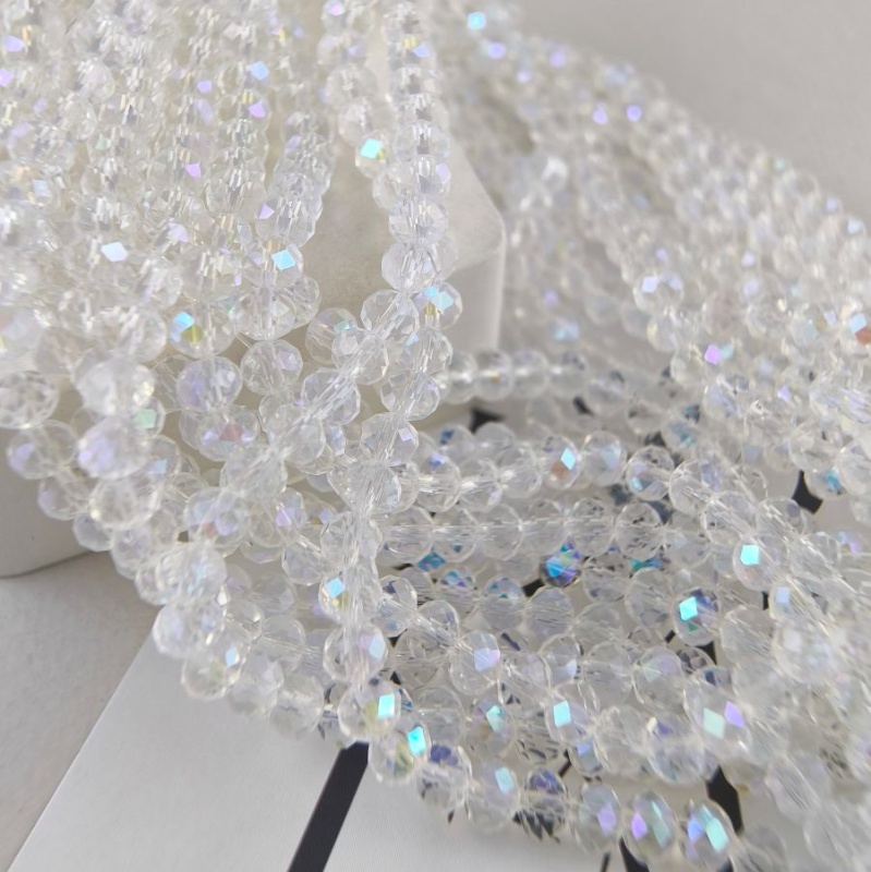 Нить 40 см Рондель граненый 6х5 мм Crystal AB стекло (5991-КР АВ) купить в Воронеже | Заказать в интернет-магазине Viva Beads
 Нить 40 см Рондель граненый 6х5 мм Crystal AB стекло (5991-КР АВ) купить в Воронеже  | Заказать в интернет-магазине Viva Beads