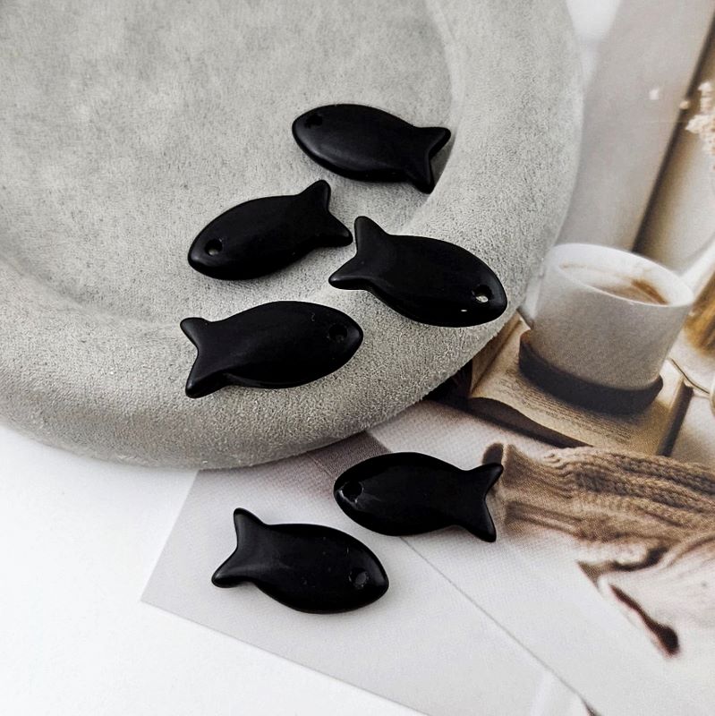 УЦЕНКА Подвеска Рыба 24-25х12-13х5-6 мм обсидиан (9191-ОБ-УЦ)