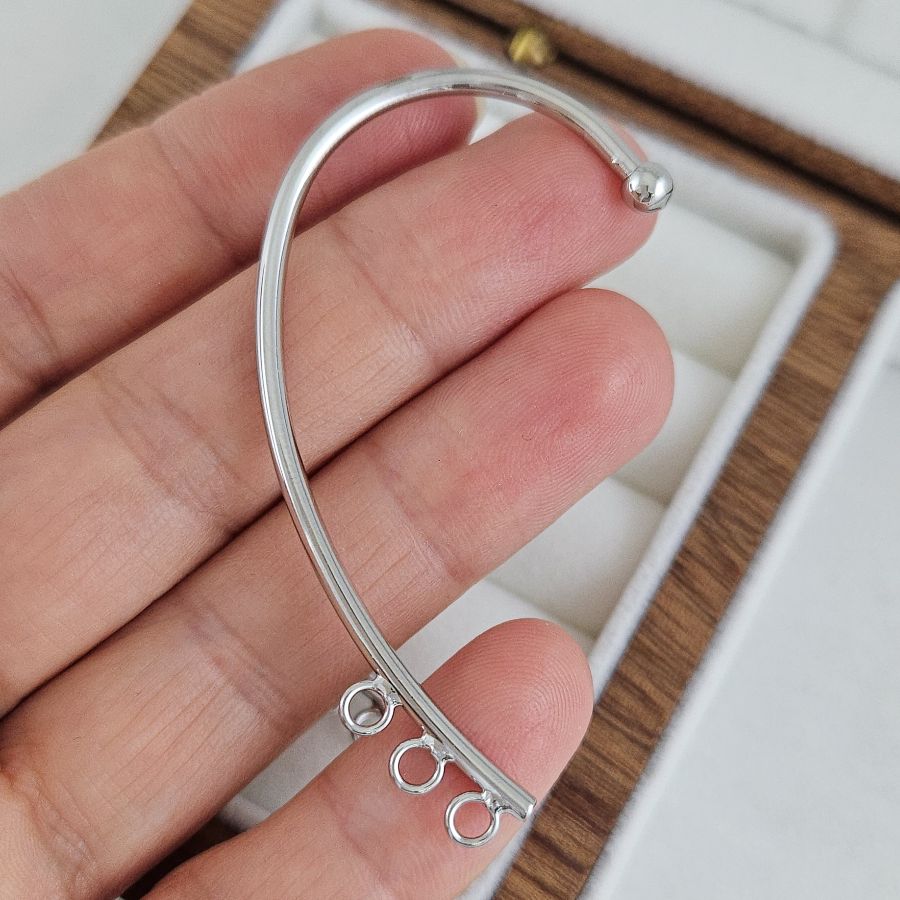 Кафф с тремя петельками 55х34 мм, родиевое покрытие (7603-Р/3) швензы для серег купить с доставкой по России | Интернет-магазин Viva Beads