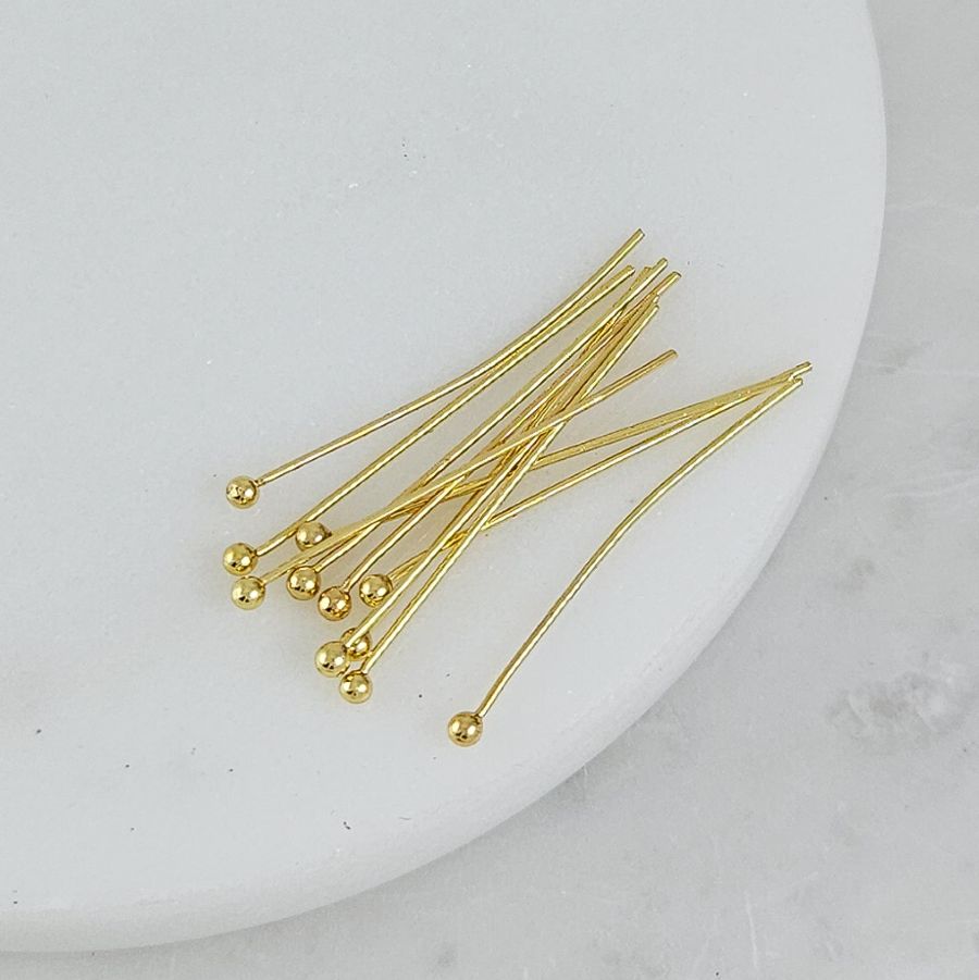 10 шт. Пины с шариком 30х0.5 мм нержавеющая сталь, цвет золото (8658-З) пины и штифты для бижутерии купить с доставкой по России | Интернет-магазин Viva Beads
