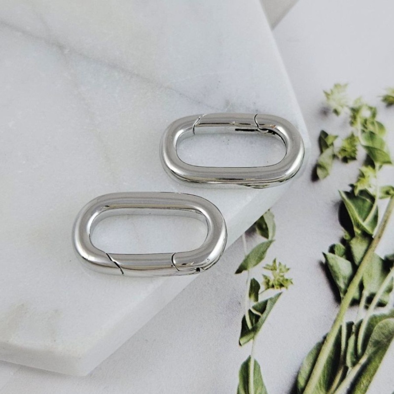 УЦЕНКА Замок карабин овальный 22х13 мм родиевое покрытие (9749-Р-УЦ) купить в Воронеже | Заказать в интернет-магазине Viva Beads
