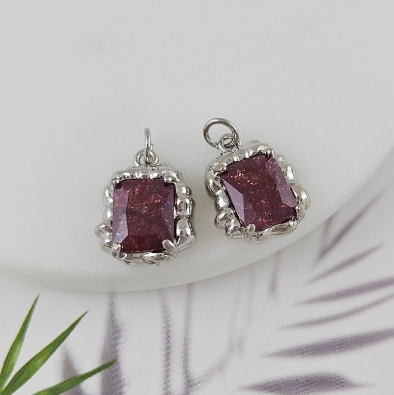 Подвеска 16.3х13.5 мм с кристаллом кракле, бордовый, родиевое покрытие (6809-БОРР)