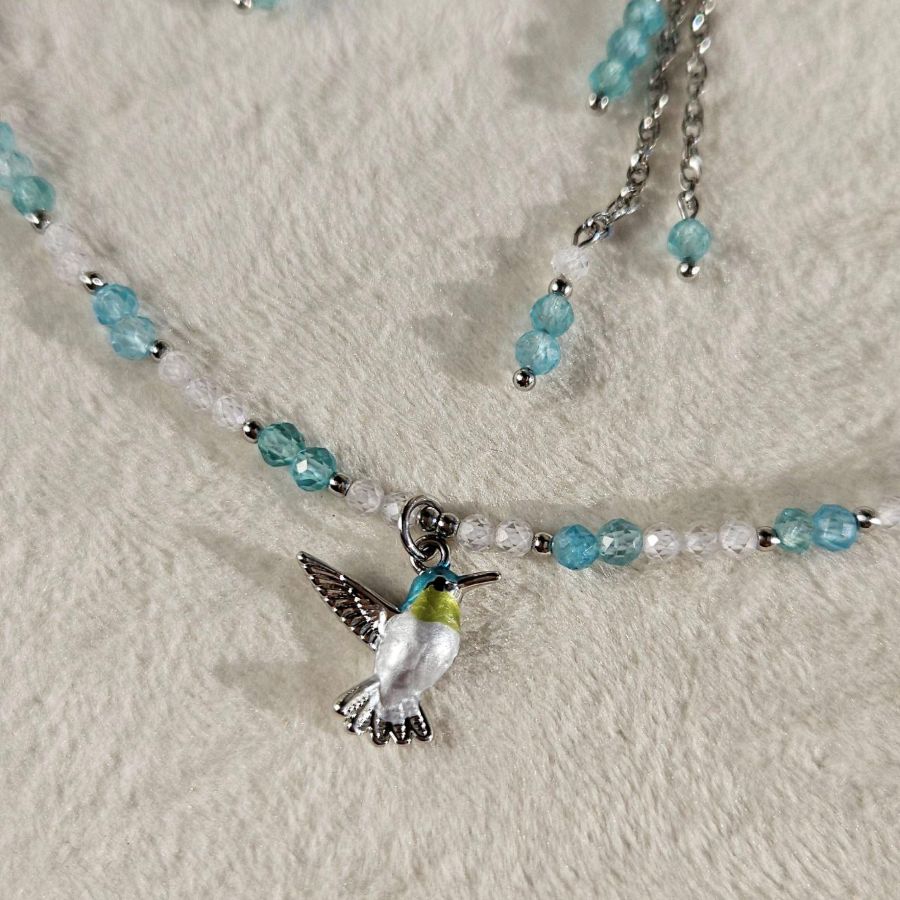 Лазурная мечта — набор для создания комплекта украшений из апатита и фианитов (НАБОР-76) купить с доставкой по России | Интернет-магазин Viva Beads