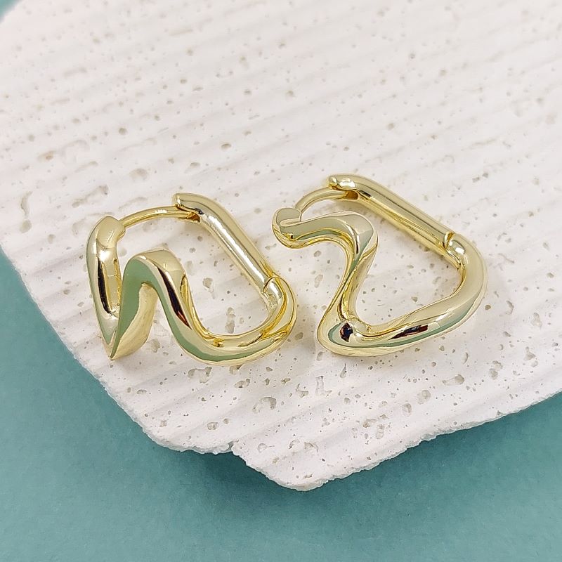 УЦЕНКА Швензы конго, бублики Волна 22.5х15 мм позолота 14К (6015-З-УЦ)