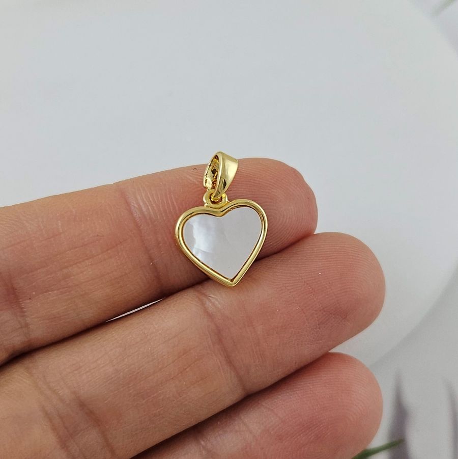 Подвеска Сердце 12х11.5 мм  с перламутром, позолота 14К (7237-З)