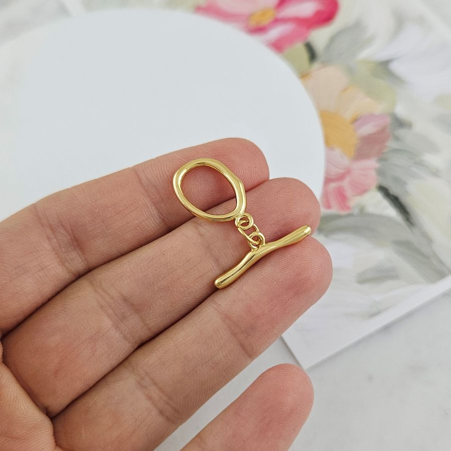 Замок тоггл кольцо 17.7х10.7 мм, позолота 14К (9213-З) замок для украшений купить с доставкой по России | Интернет-магазин Viva Beads