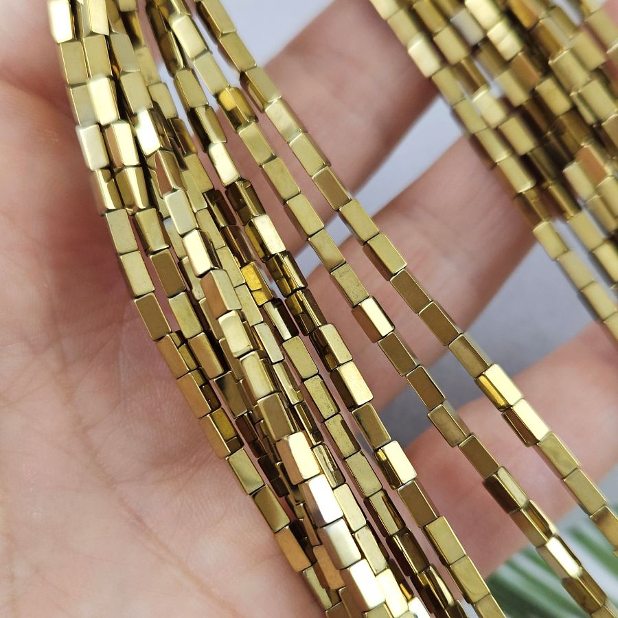 Нить 39 см Гематит /гематин / 2х4 мм прямоугольная бусина цвет античное золото (6996/4х2-З) купить в Воронеже | Заказать в интернет-магазине Viva Beads
