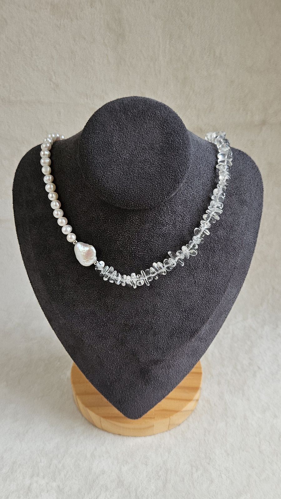 Чокер из натурального жемчуга и горного хрусталя, набор материалов для сборки (НАБОР-89)