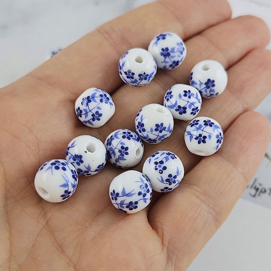 1 шт. Бусина круглая ок. 10 мм белый с синими цветами, керамика (9197-10) купить в Воронеже | Заказать в интернет-магазине Viva Beads
 1 шт. Бусина круглая ок. 10 мм белый с синими цветами, керамика (9197-10) купить в Воронеже  | Заказать в интернет-магазине Viva Beads