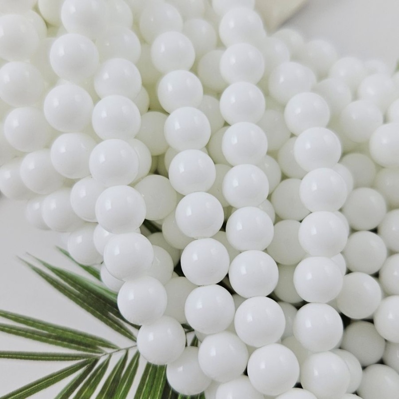 Нить 37 см Агат белый, имитация 10 мм бусина гладкий шар (6864-10) для бижутерии купить с доставкой по России | Интернет‑магазин Viva Beads

