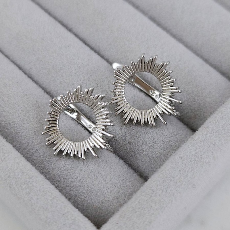 Швензы Солнце с английским замком 17х16 мм, родиевое покрытие (6663-Р) швензы для серег купить с доставкой по России | Интернет-магазин Viva Beads