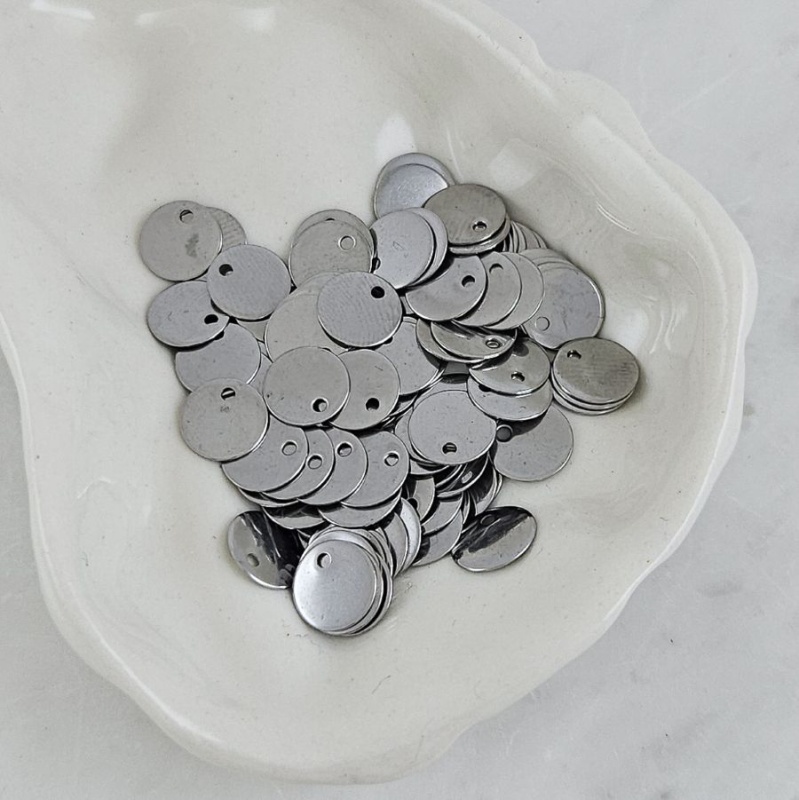 1 шт. Подвеска Круглая, шильдик 8 мм, нержавеющая сталь (10149-8) купить с доставкой по России | Интернет-магазин Viva Beads