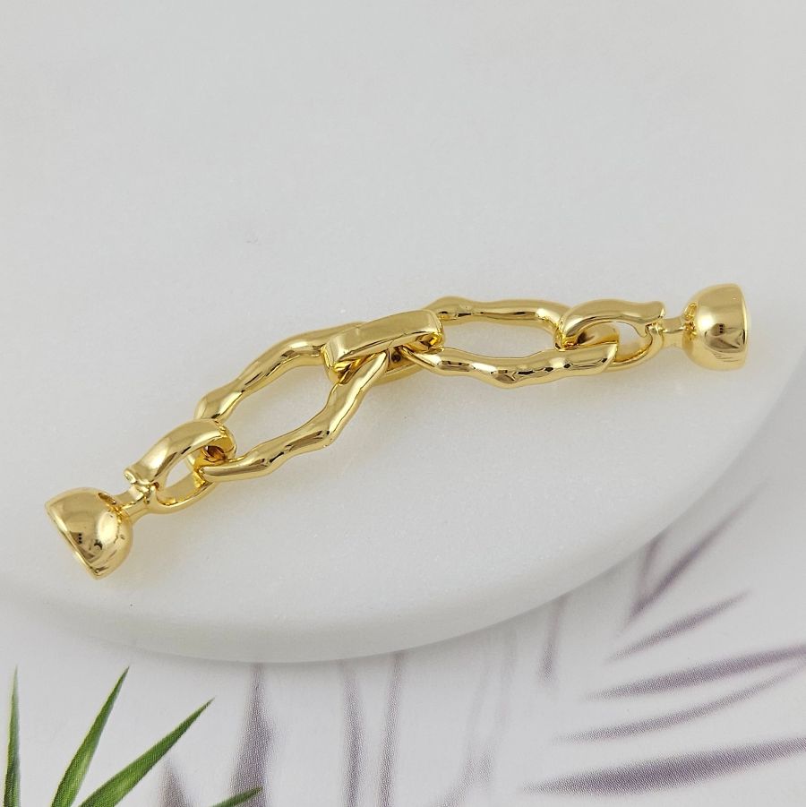 Замок с карабинами 57 мм с фианитами, позолота 18К (9965-З) купить в Воронеже | Заказать в интернет-магазине Viva Beads
