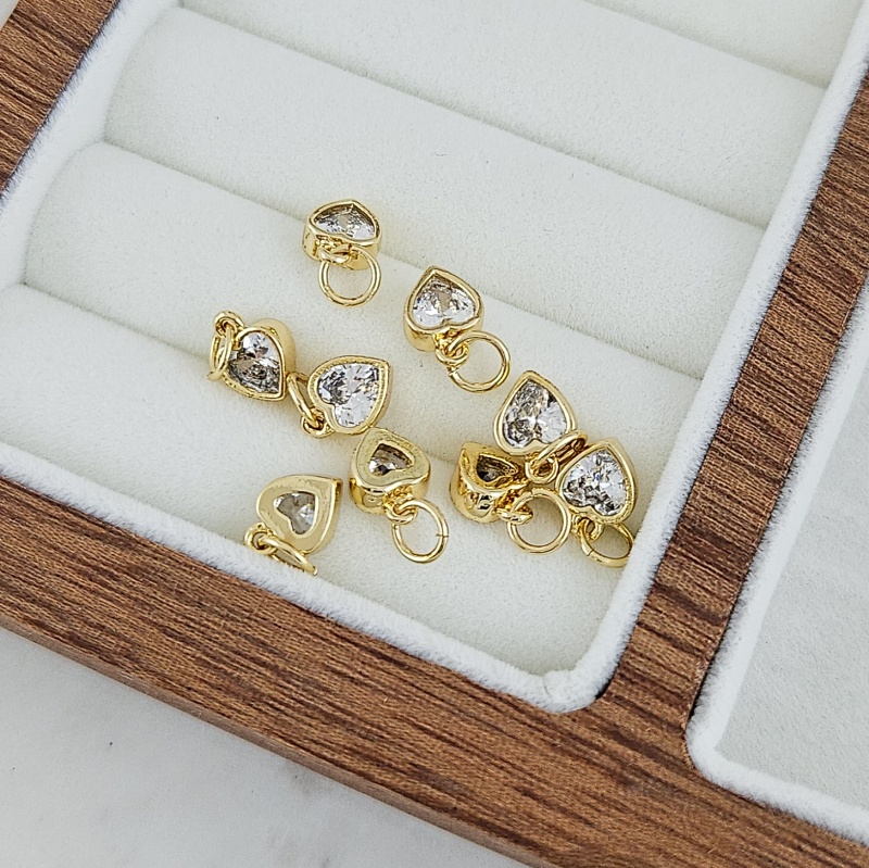 Подвеска Сердце 8.3х6.2 мм с фианитом, позолота 14К (10233-З) купить с доставкой по России | Интернет-магазин Viva Beads