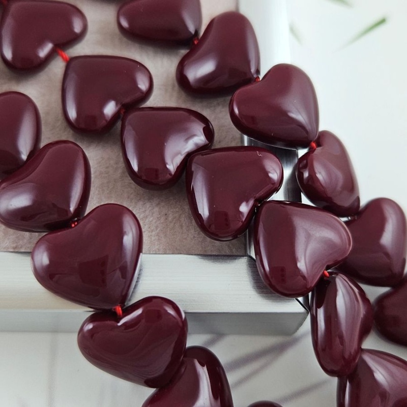 1 шт. Жемчуг майорка Сердце бусины 13х14.8 мм, бордовый (10081-14) купить с доставкой по России | Интернет-магазин Viva Beads