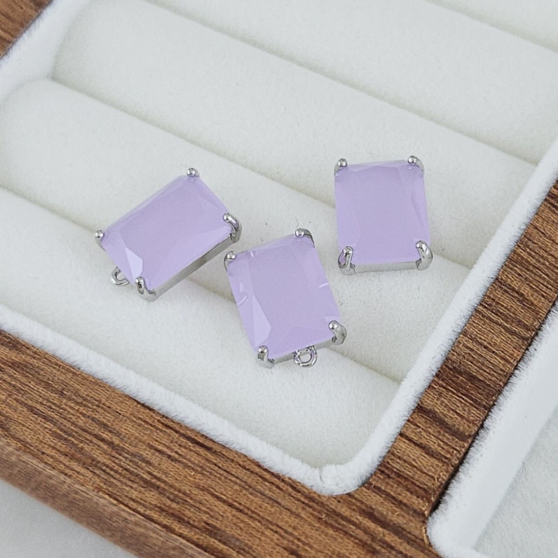 УЦЕНКА Подвеска прямоугольная с кристаллом 13.5x9 мм, родиевое покрытие, лавандовый (10216-Р-ЛАВ-УЦ)