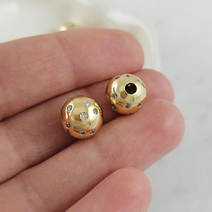 1 шт. Бусина разделитель 9.5 мм с фианитами, позолота 14К (10104-З) купить с доставкой по России | Интернет-магазин Viva Beads