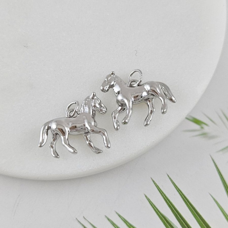Подвеска Лошадь 15x19.2 мм, родиевое покрытие (10020-Р)