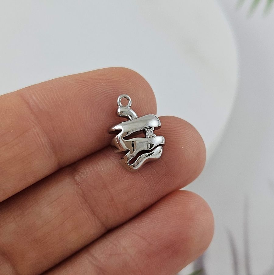 Подвеска Яблоко 13.3x9.9х4.7 мм с фианитом, родиевое покрытие (9954-Р) Подвеска Яблоко 13.3x9.9х4.7 мм с фианитом, родиевое покрытие (9954-Р)