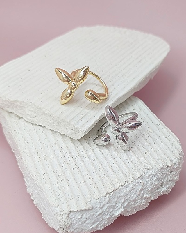 УЦЕНКА Кольцо с Цветком свободный размер позолота 14к (8147-З-УЦ) купить с доставкой по России | Интернет-магазин Viva Beads