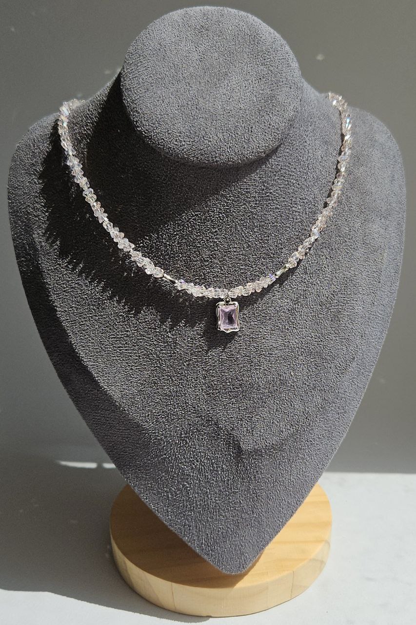 Розовый Шепот: набор материалов для создания чокера из хрустальной крошки и подвески (НАБОР-42) купить с доставкой по России | Интернет-магазин Viva Beads