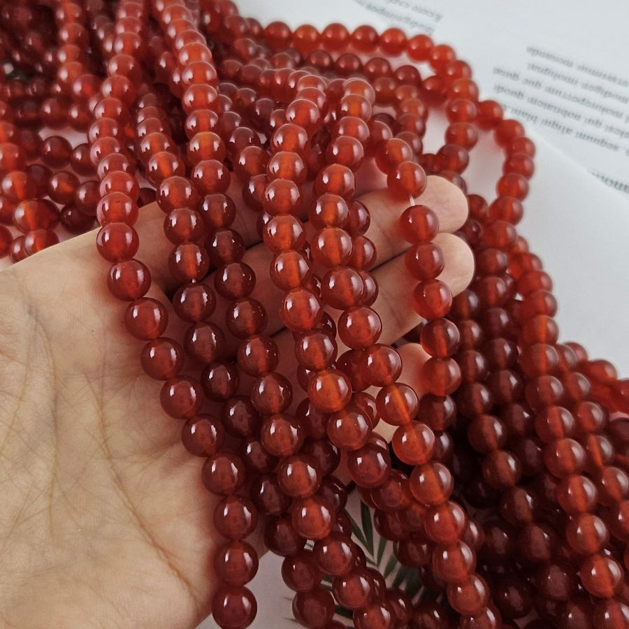 Нить 38 см Агат красный ок. 8 мм бусины круглые гладкие (10050-8) для бижутерии купить с доставкой по России | Интернет‑магазин Viva Beads
