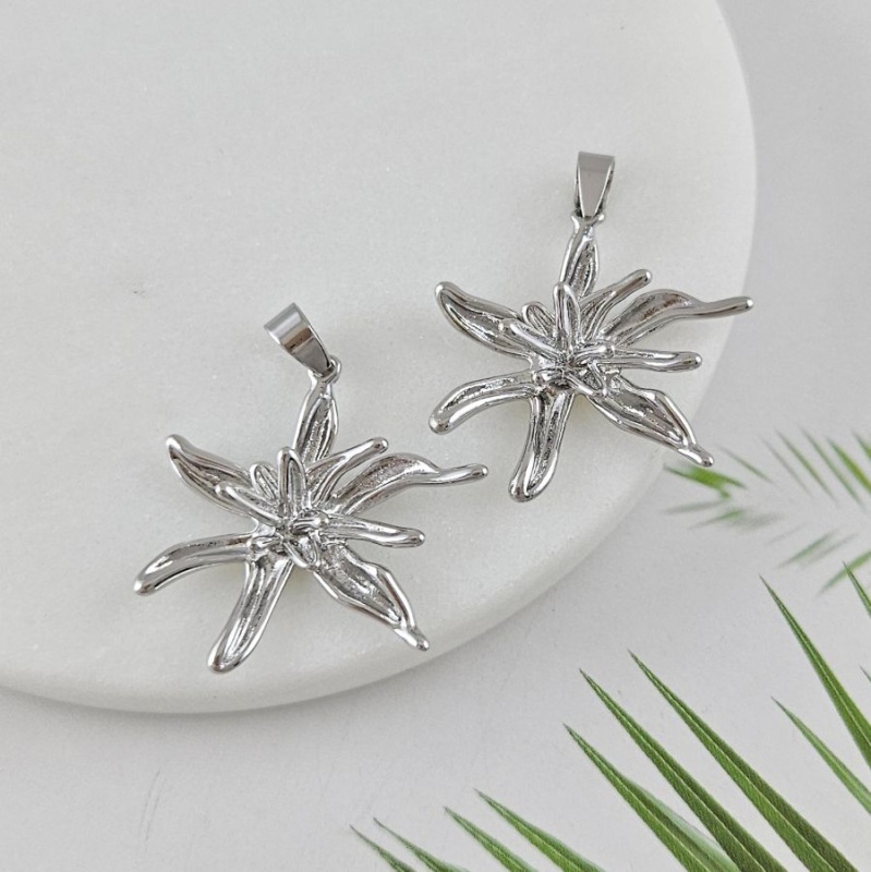 Подвеска Цветок 27.6х27.3 мм, родиевое покрытие (10022-Р) купить с доставкой по России | Интернет-магазин Viva Beads