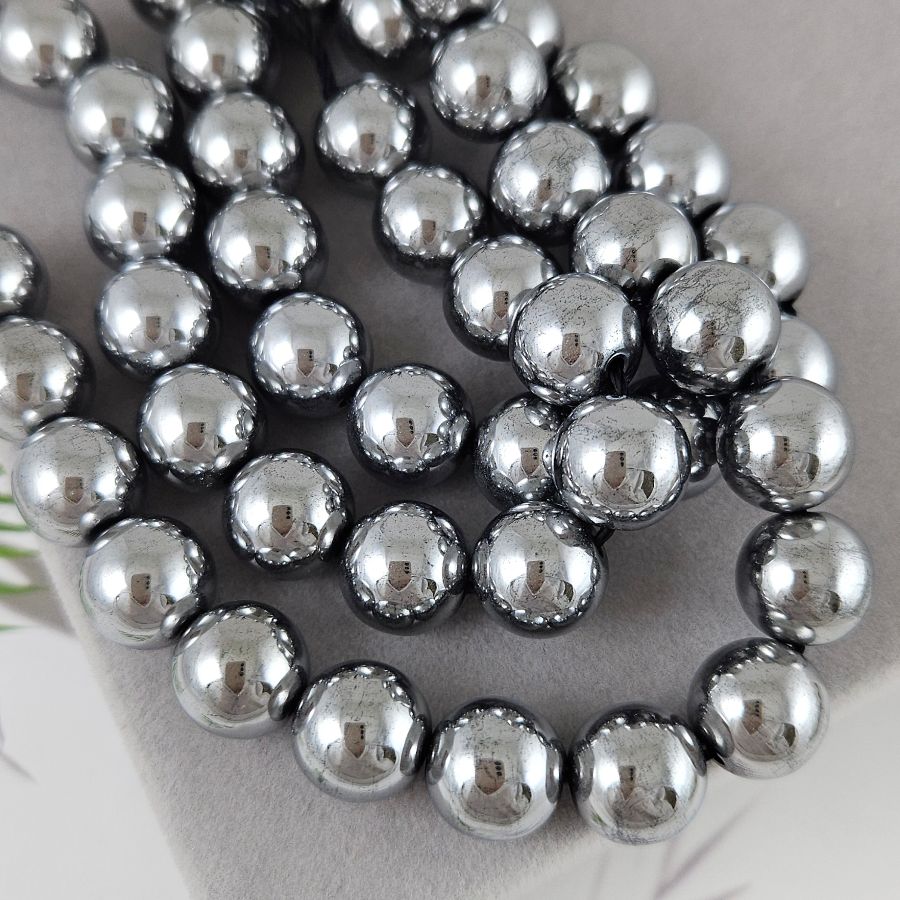 Нить 20 см Гематит /гематин/ гладкая бусина 12 мм цвет платина (6000-12) для бижутерии купить с доставкой по России | Интернет‑магазин Viva Beads

