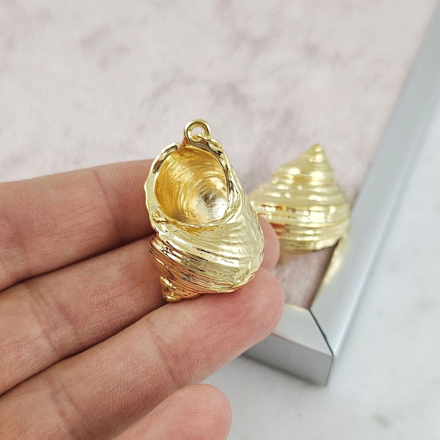 Подвеска кулон Ракушка 31x20 мм позолота 14К (10188-З) купить с доставкой по России | Интернет-магазин Viva Beads