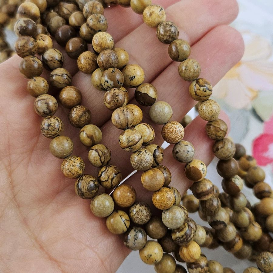 Нить 37 см Яшма пейзажная 6-6.5 мм бусина гладкий шар (9449-6) для бижутерии купить с доставкой по России | Интернет‑магазин Viva Beads
